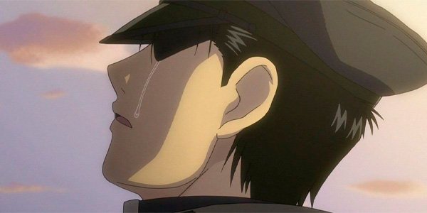 Hughes, soldado, funeral, lluvia, fullmetal alchemist brotherhood
